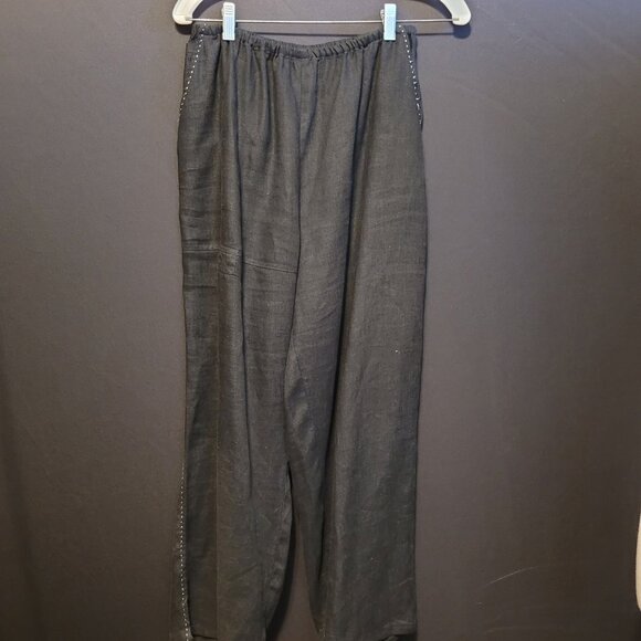 Vintage Neiman Marcus Linen Outfit Black Large 2 Pieces Women - Picture 11 of 14